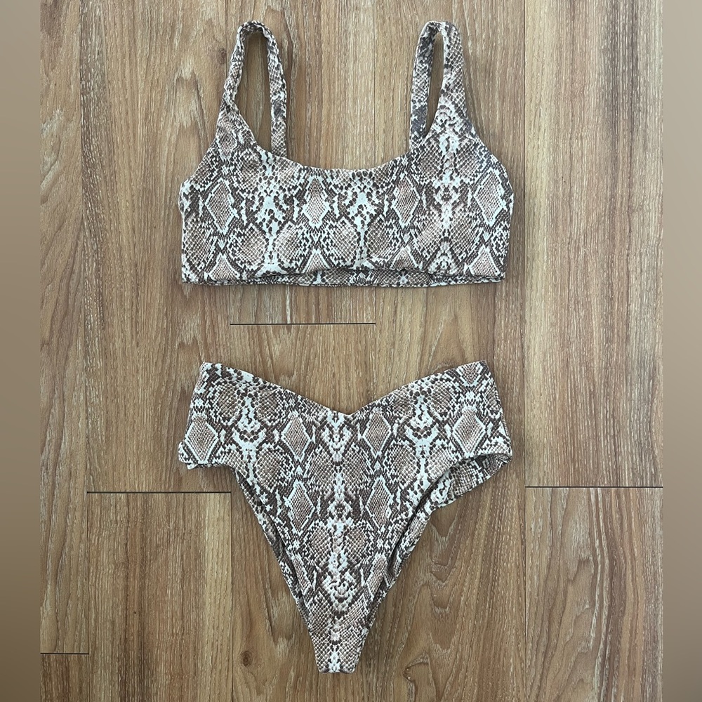 Skatie Brown and Cream Snake Print Bikini